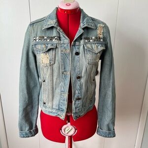 Dollhouse | Distressed Light Blue Denim Jacket with Studs